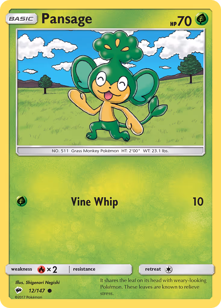 Pansage 12/147 Pokemon card