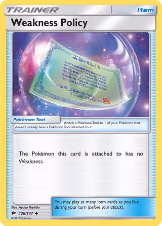 Weakness Policy 126/147 Pokemon card