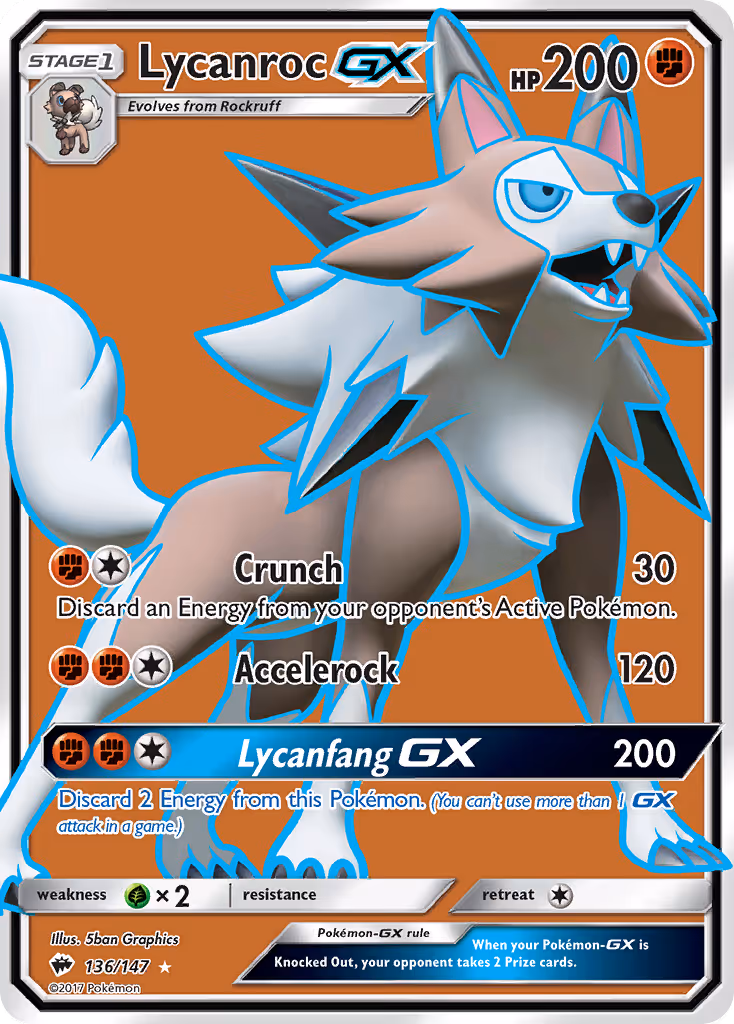 Lycanroc GX 136/147 Pokemon card