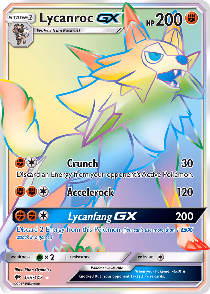 Lycanroc GX 155/147 Pokemon card