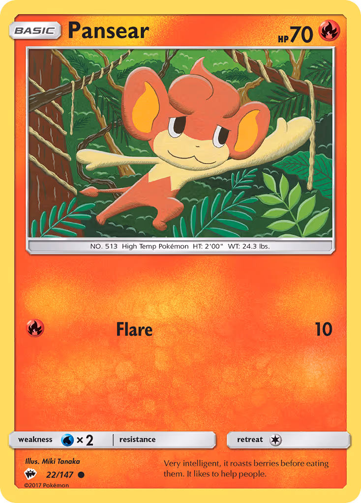 Pansear 22/147 Pokemon card