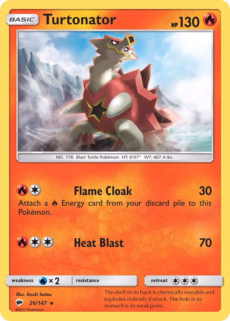 Turtonator 26/147 Pokemon card