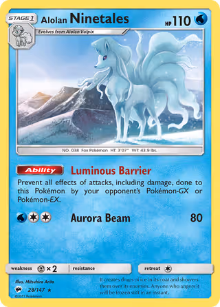 Alolan Ninetales 28/147 Pokemon card