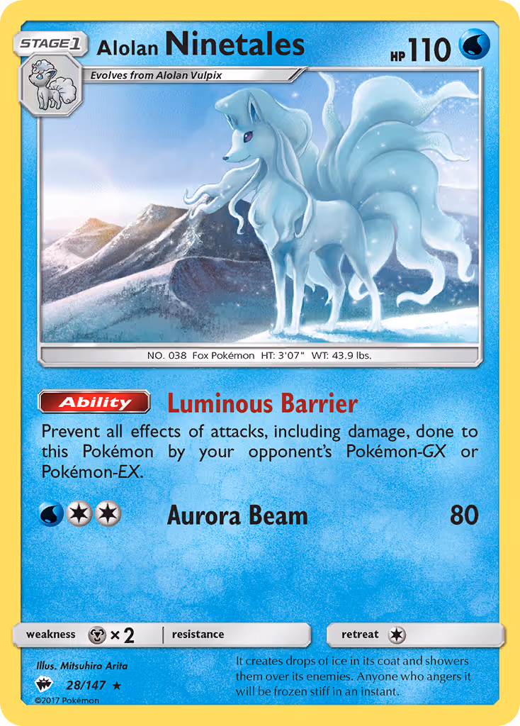 Alolan Ninetales 28/147 Pokemon card