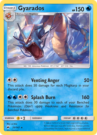 Gyarados 33/147 Pokemon card