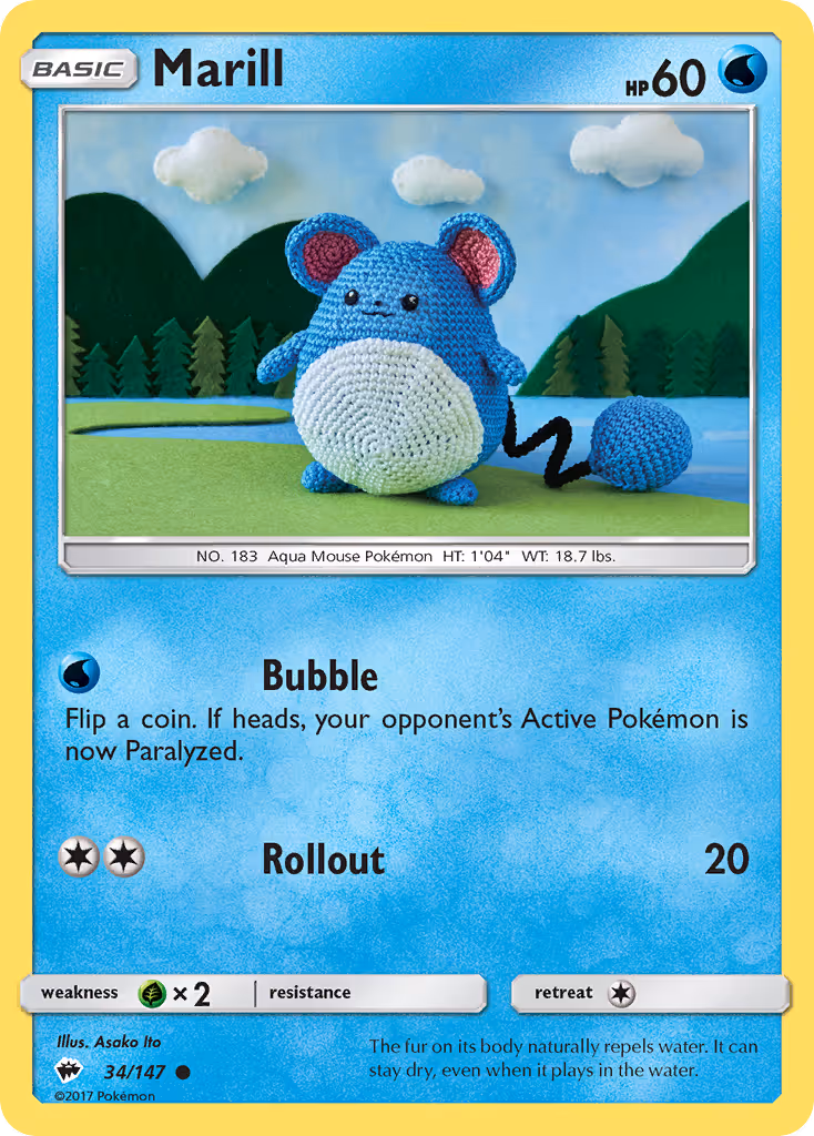 Marill 34/147 Pokemon card