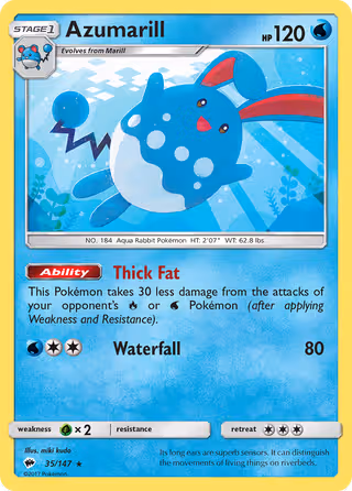 Azumarill 35/147 Pokemon card