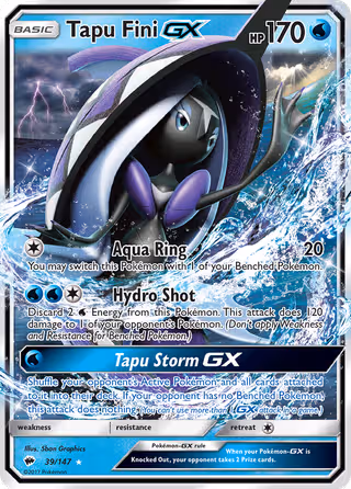 Tapu Fini GX 39/147 Pokemon card