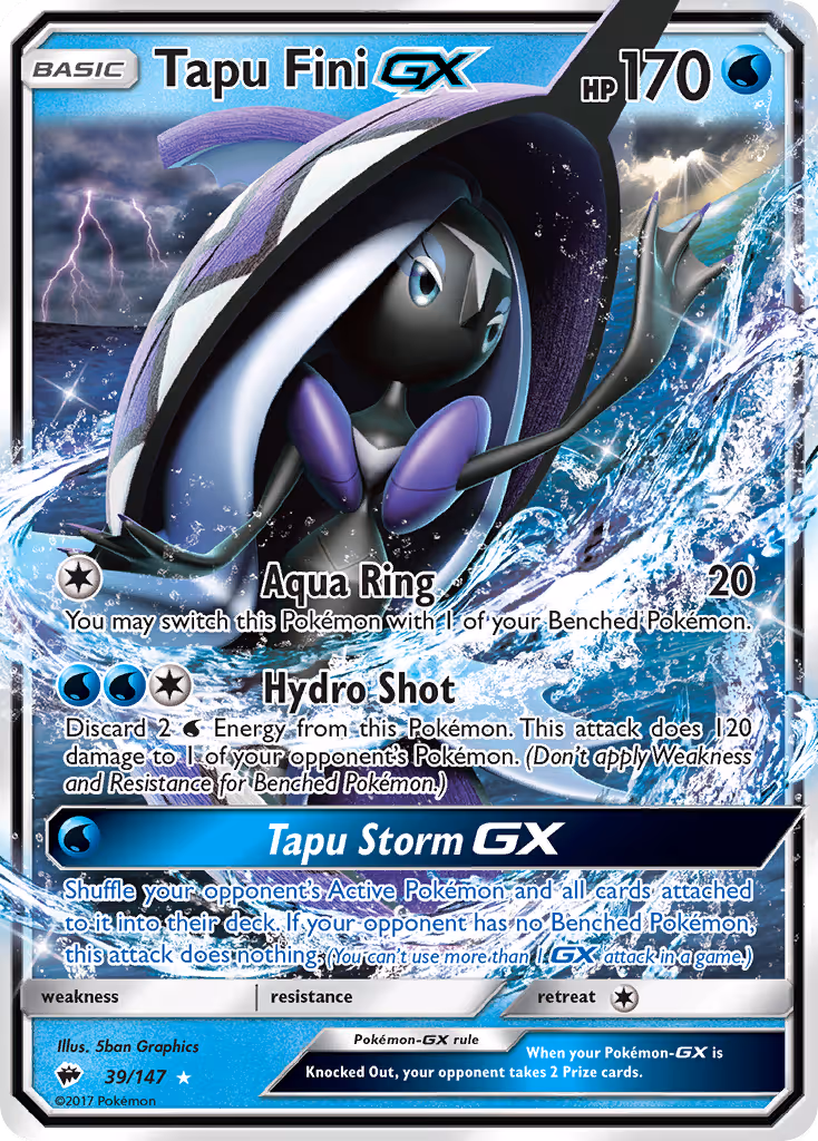 Tapu Fini GX 39/147 Pokemon card