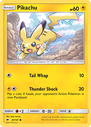 Pikachu 40/147 Pokemon card