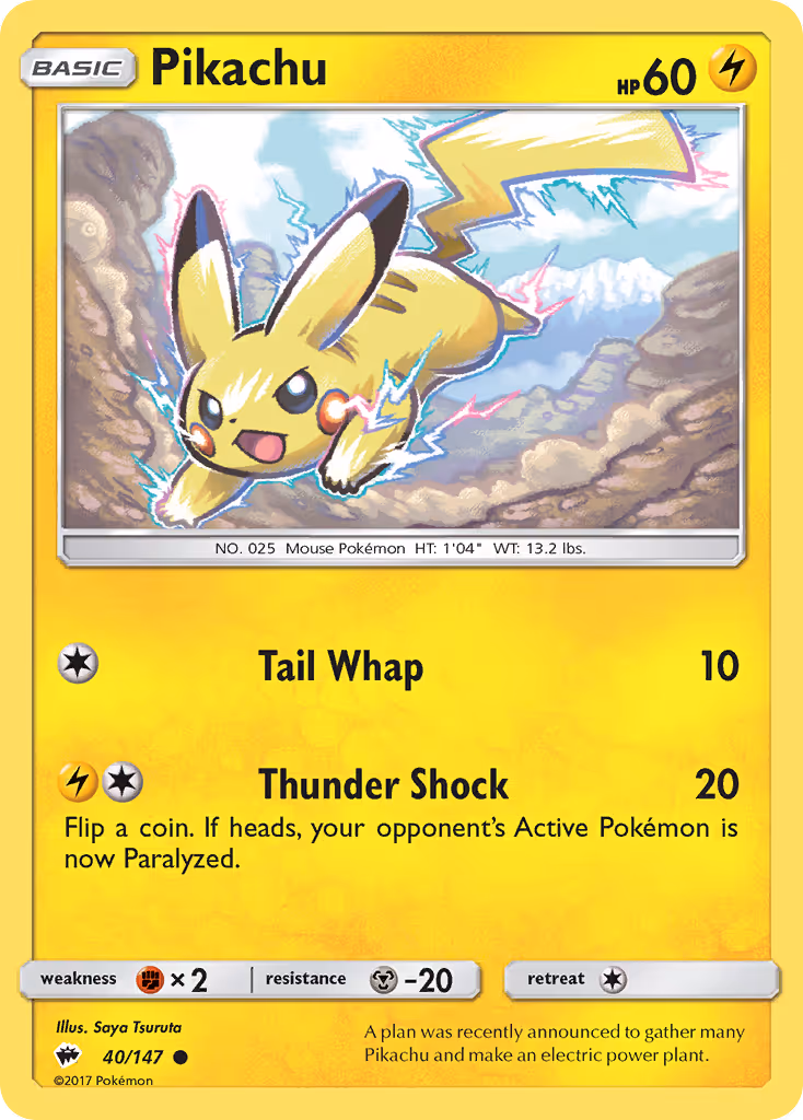 Pikachu 40/147 Pokemon card