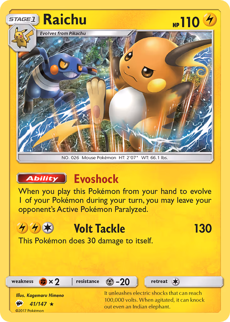 Raichu 41/147 Pokemon card