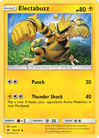Electabuzz 42/147 Pokemon card