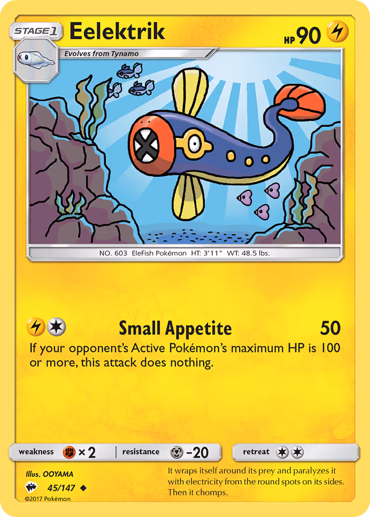 Eelektrik 45/147 Pokemon card