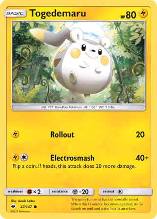Togedemaru 47/147 Pokemon card