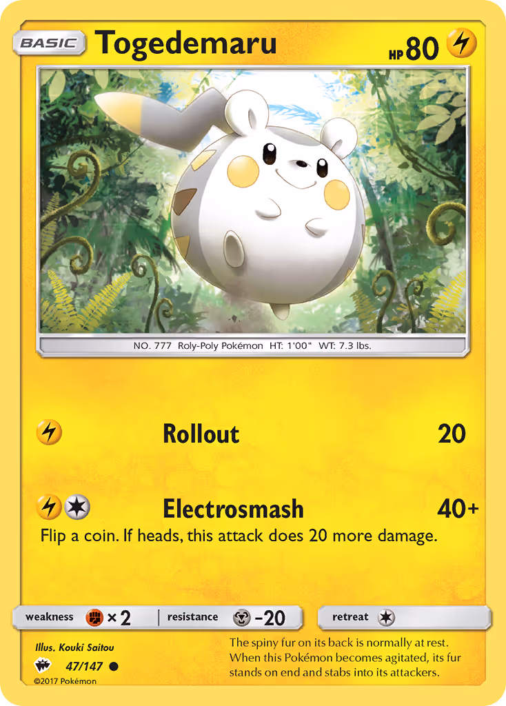 Togedemaru 47/147 Pokemon card