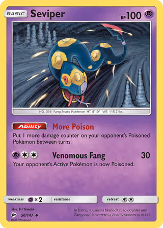 Seviper 50/147 Pokemon card