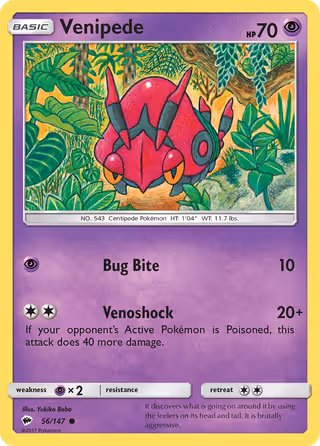 Venipede 56/147 Pokemon card