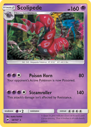 Scolipede 58/147 Pokemon card