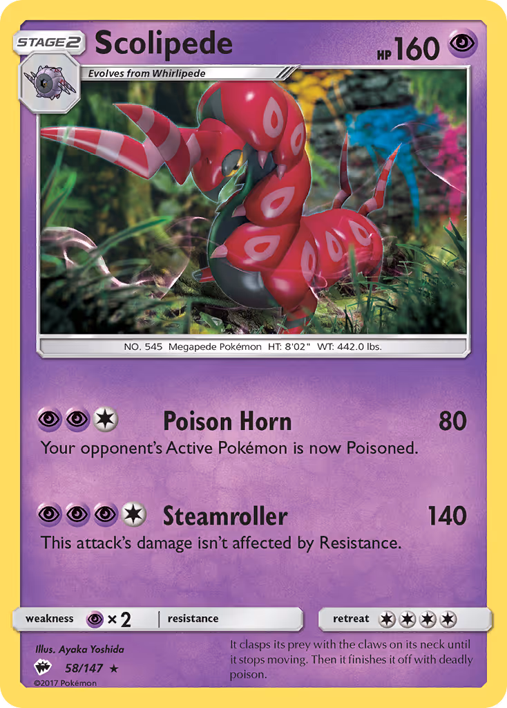 Scolipede 58/147 Pokemon card