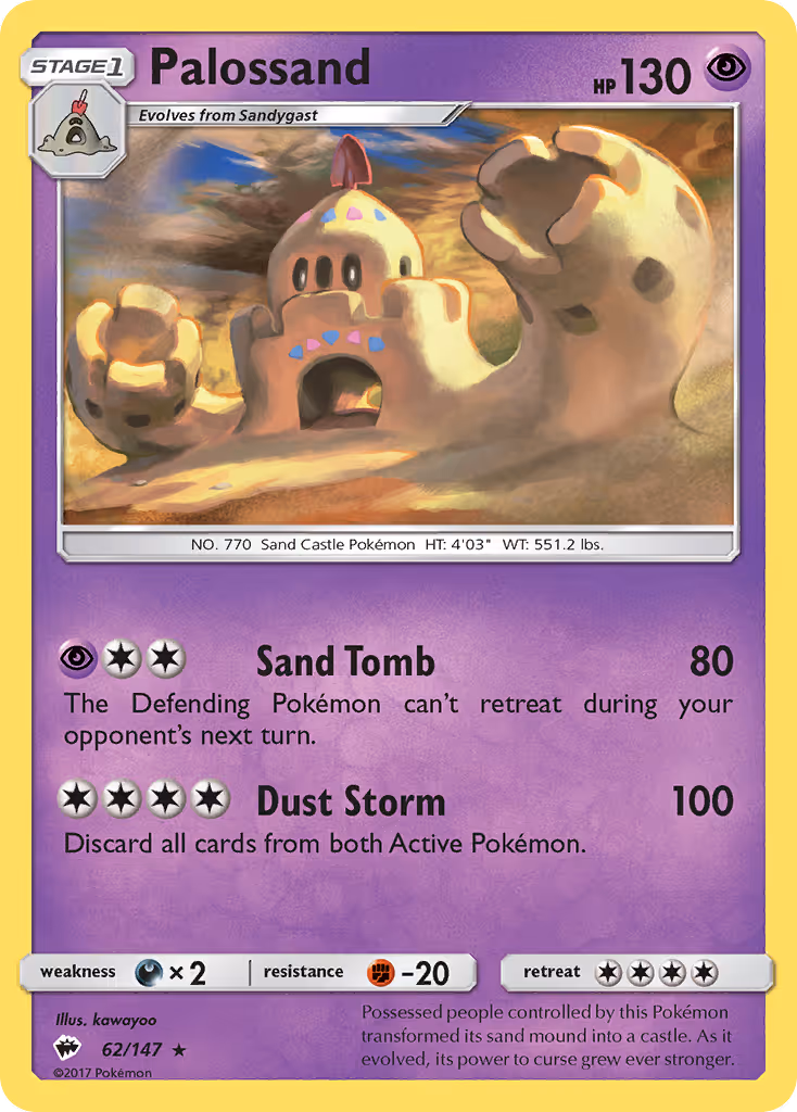 Palossand 62/147 Pokemon card