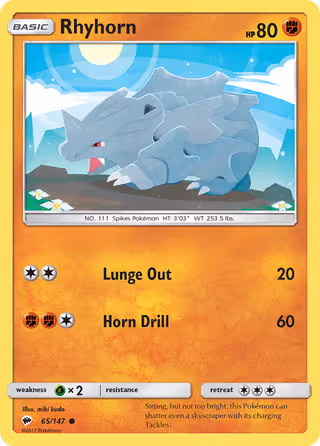 Rhyhorn 65/147 Pokemon card