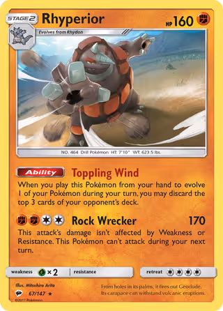 Rhyperior 67/147 Pokemon card