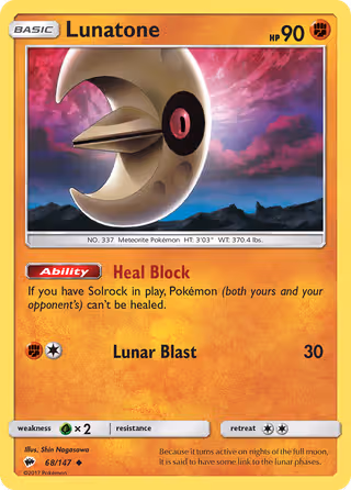 Lunatone 68/147 Pokemon card