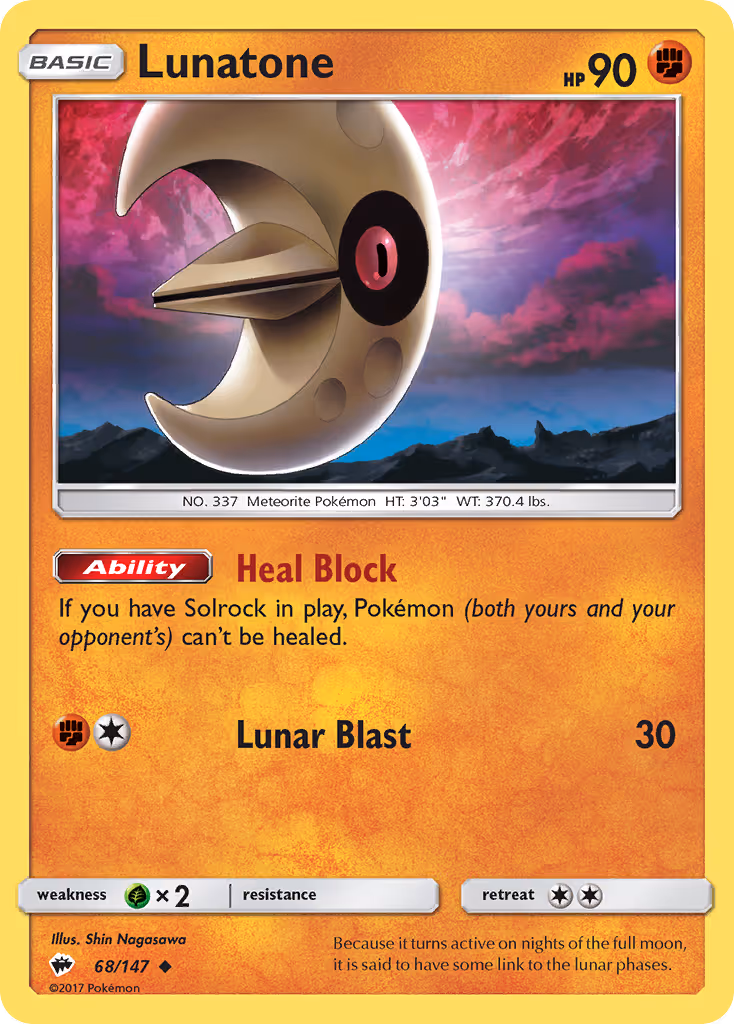 Lunatone 68/147 Pokemon card