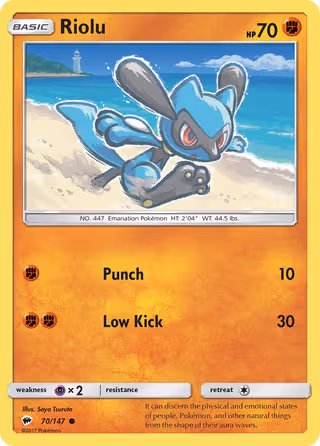 Riolu 70/147 Pokemon card