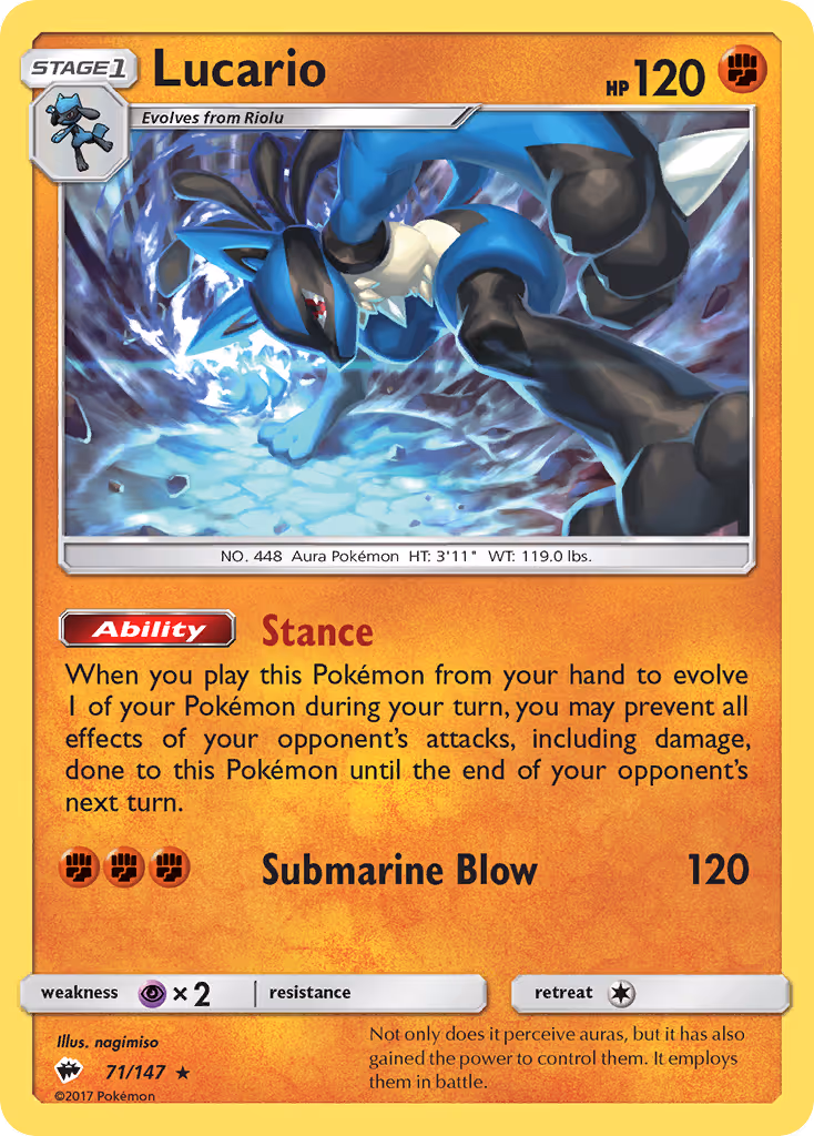 Lucario 71/147 Pokemon card