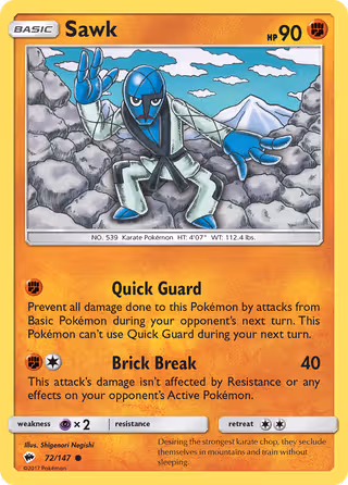Sawk 72/147 Pokemon card