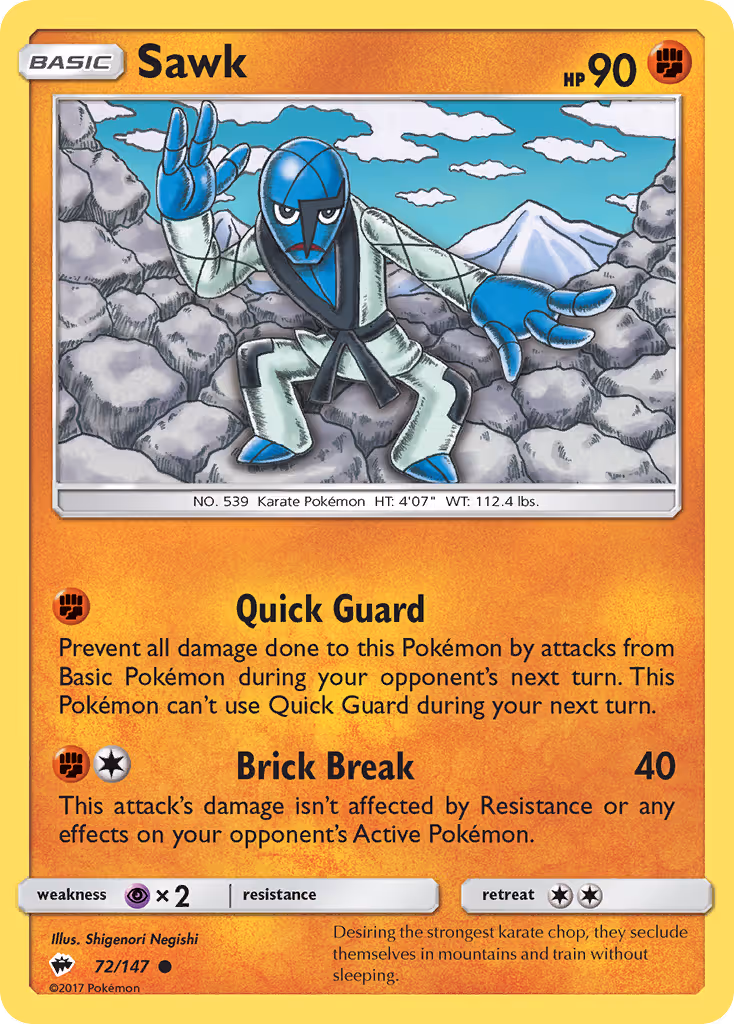 Sawk 72/147 Pokemon card