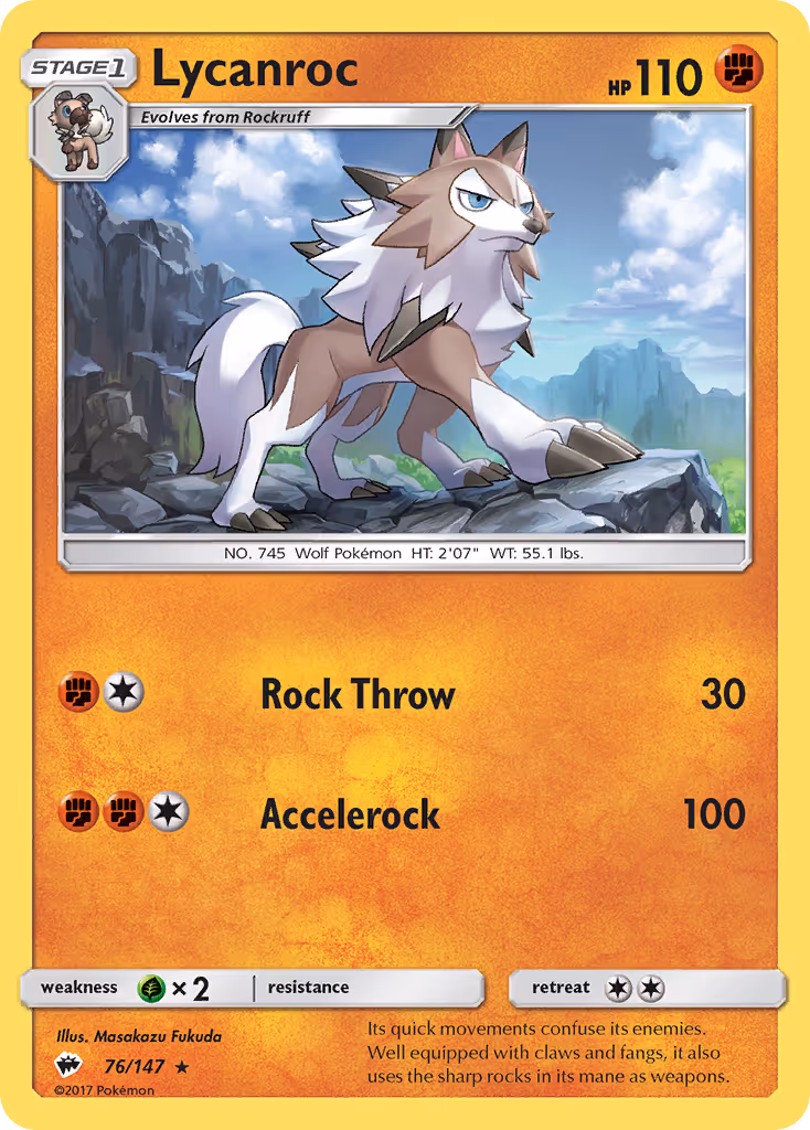 Lycanroc 76/147 Pokemon card