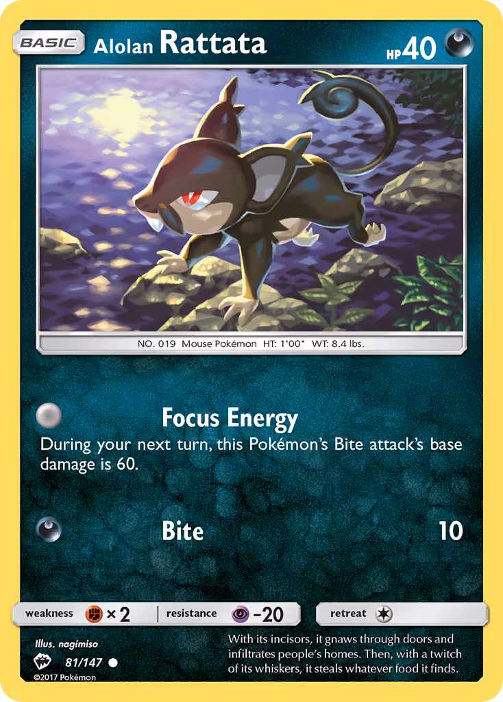 Alolan Rattata 81/147 Pokemon card
