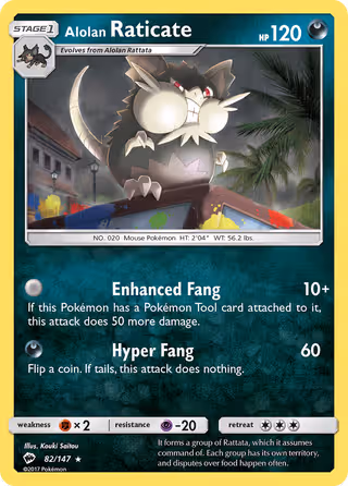Alolan Raticate 82/147 Pokemon card