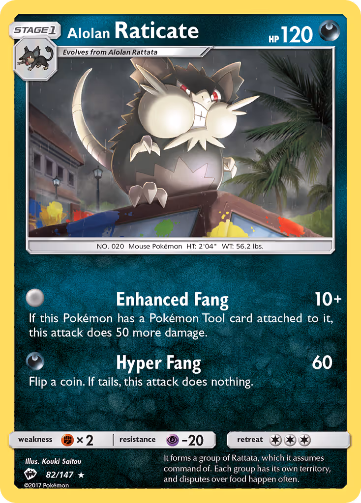 Alolan Raticate 82/147 Pokemon card