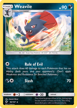 Weavile 86/147 Pokemon card