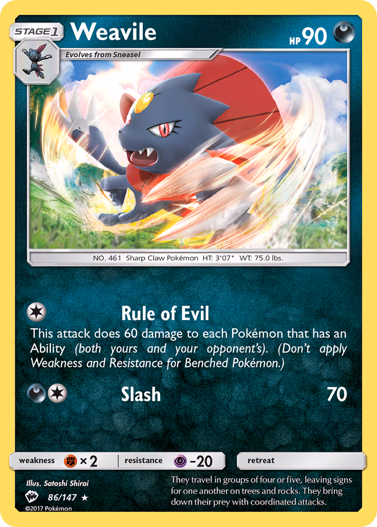 Weavile 86/147 Pokemon card
