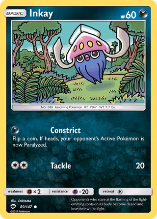 Inkay 89/147 Pokemon card