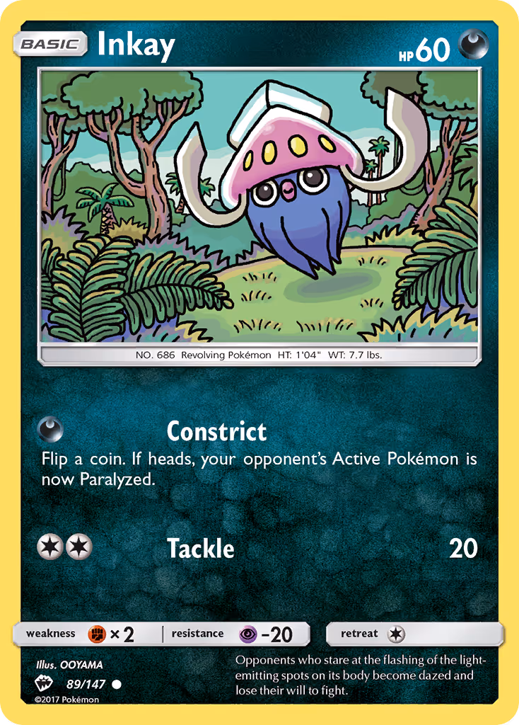 Inkay 89/147 Pokemon card