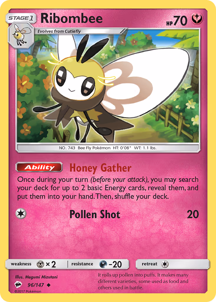 Ribombee 96/147 Pokemon card