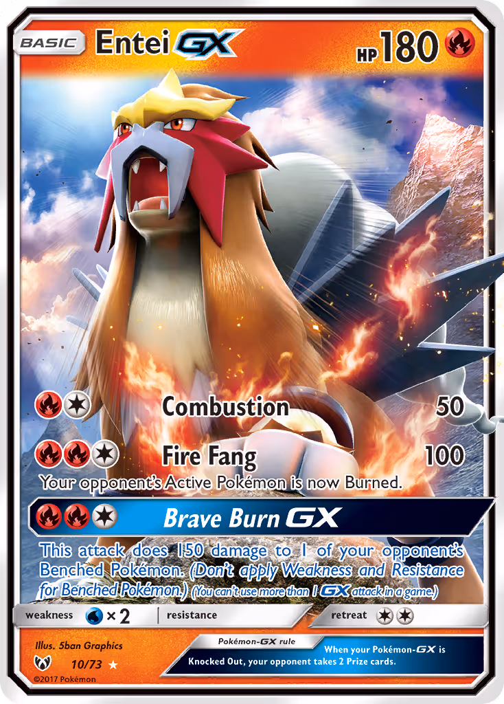 Entei GX 10/73 Pokemon card