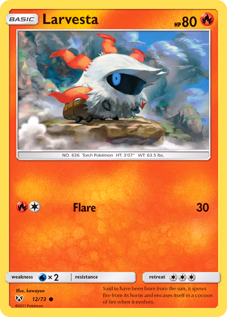 Larvesta 12/73 Pokemon card