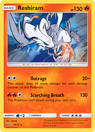 Reshiram 14/73 Pokemon card
