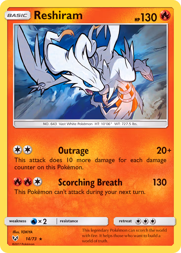 Reshiram 14/73 Pokemon card