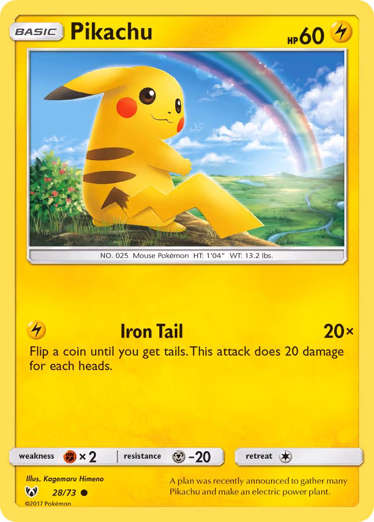 Pikachu 28/73 Pokemon card