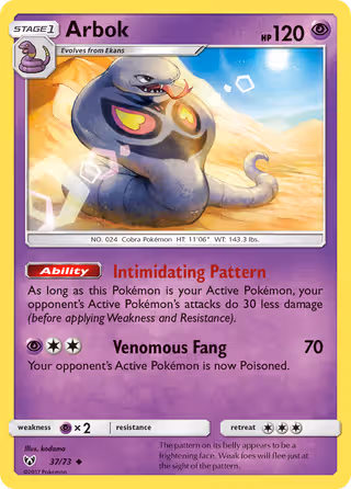 Arbok 37/73 Pokemon card