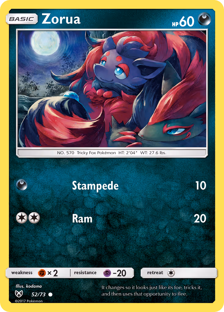 Zorua 52/73 Pokemon card