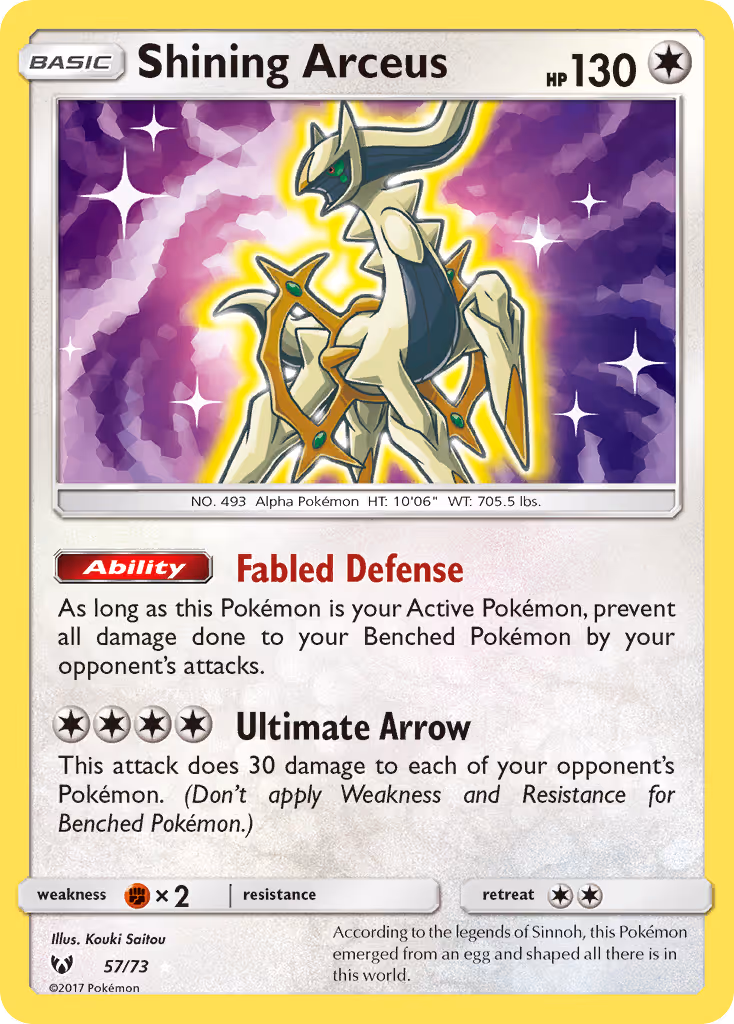 Shining Arceus 57/73 Pokemon card